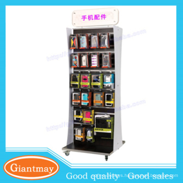 retail store mobile phone accessories display rack floor standing with hooks